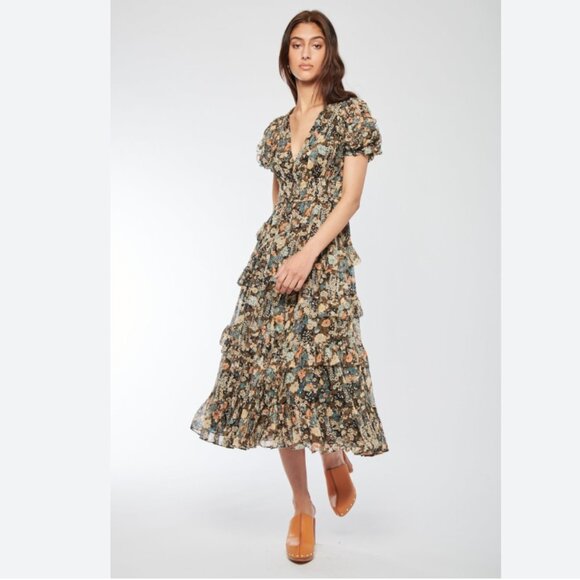 Ulla Johnson NWOT Aliya  Night Garden Floral Silk Dress US 2 - Picture 1 of 12